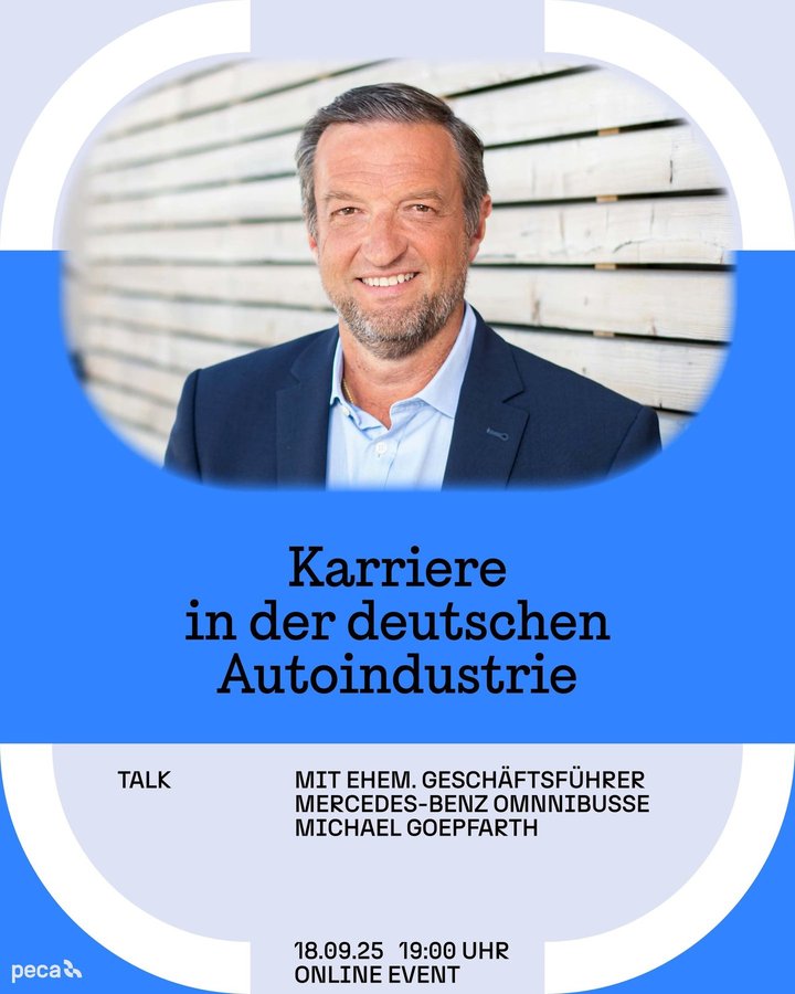 Plakat: Karriere in der deutschen Autoindustrie, Talk mit Michael Goepfarth
